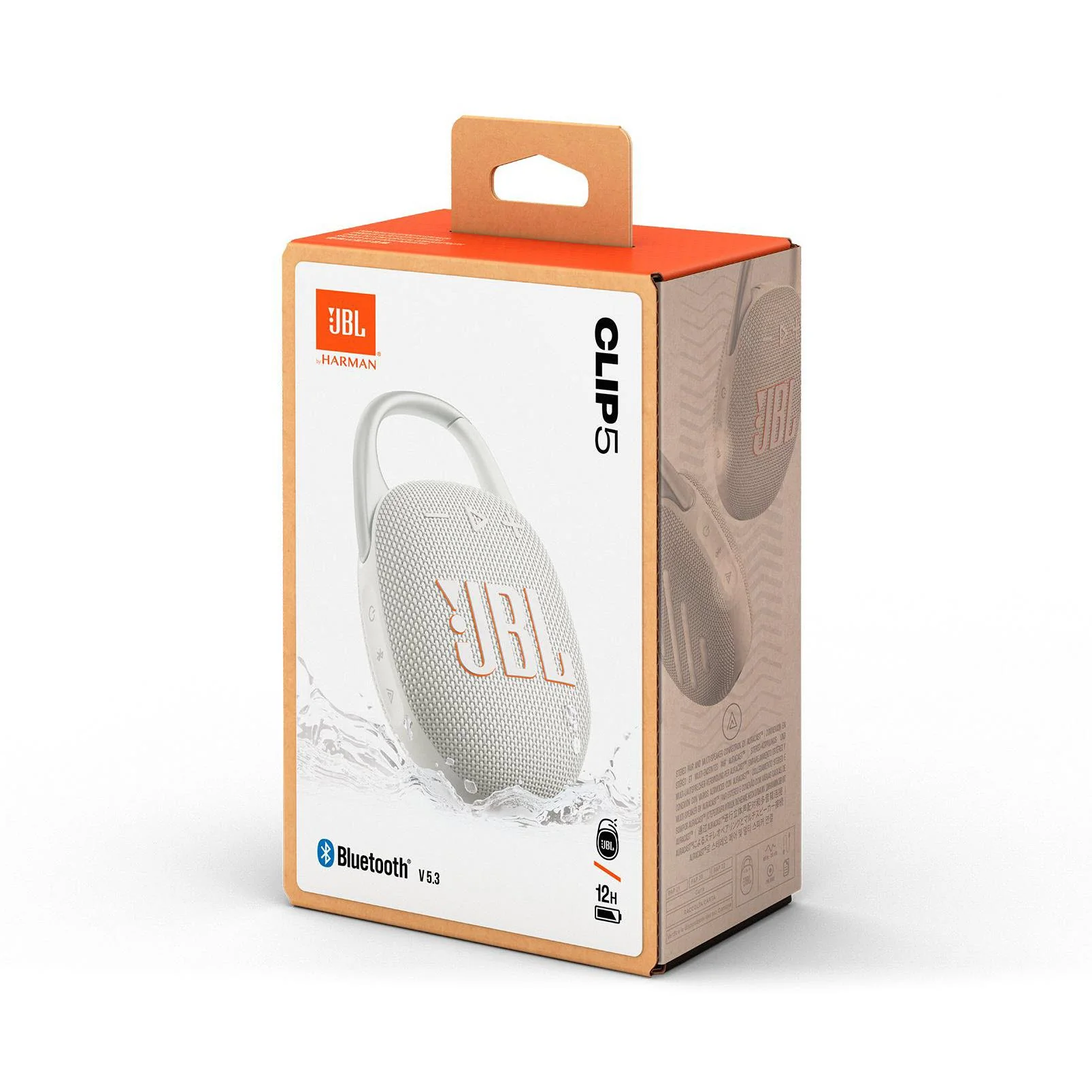 مكبر صوت محمول JBL Clip 5 باللون الأبيض (JBLCLIP5WHT)