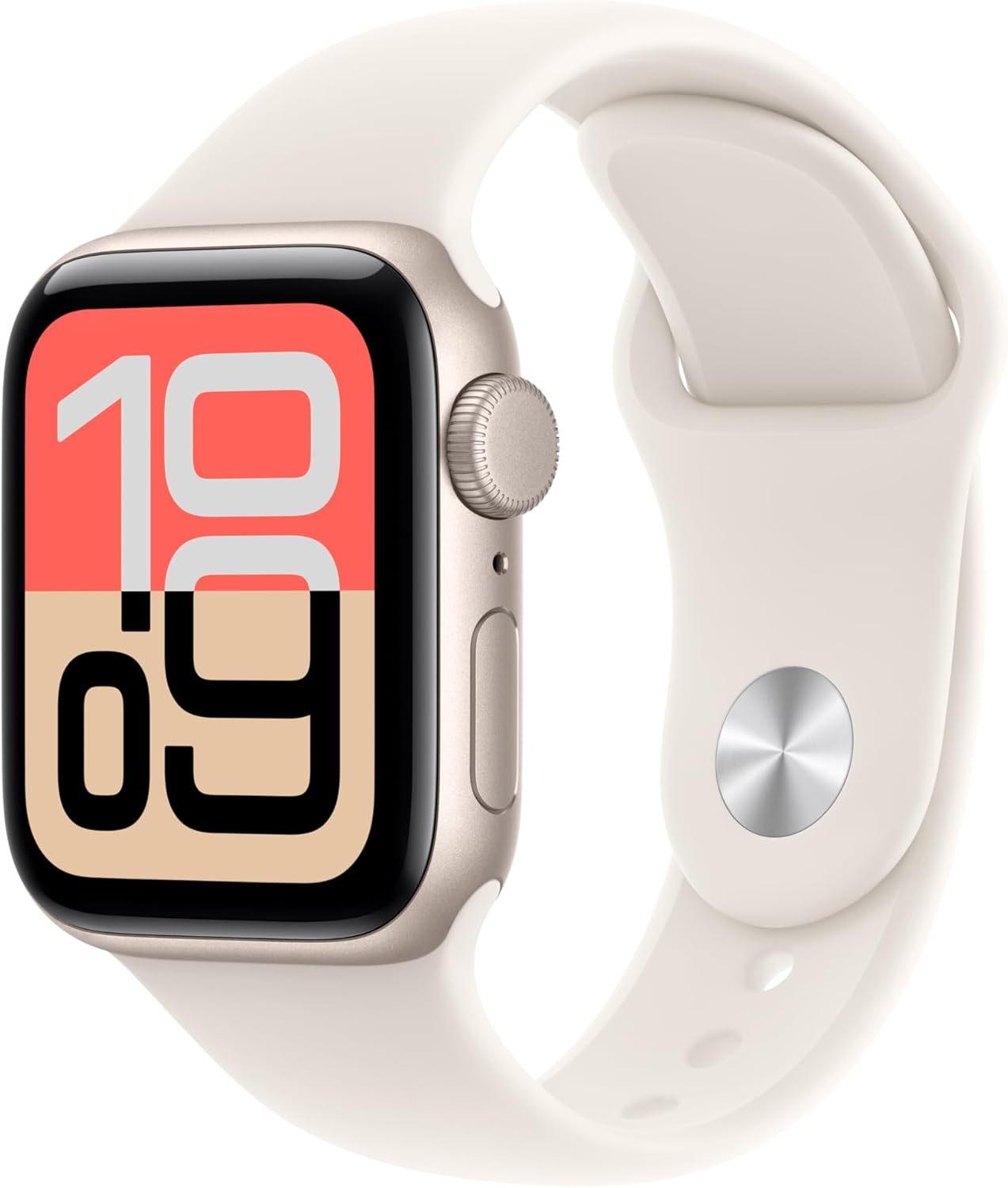 Apple Watch SE 3 GPS 40mm هيكل ألمنيوم Starlight مع سوار Starlight Sport ‏(MEH34) S/M