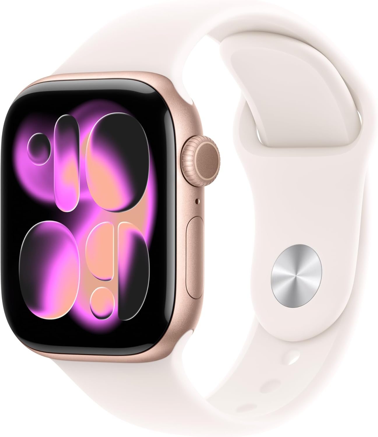 Apple Watch Series 11 GPS 42mm هيكل ألمنيوم Rose Gold مع سوار Light Blush Sport ‏(MEU44) M/L