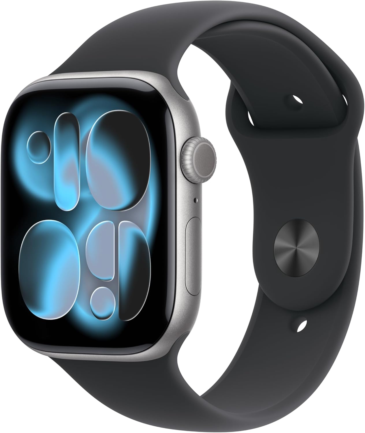 Apple Watch Series 11 GPS 46mm هيكل ألمنيوم Space Grey مع سوار Black Sport ‏(MEV44) M/L