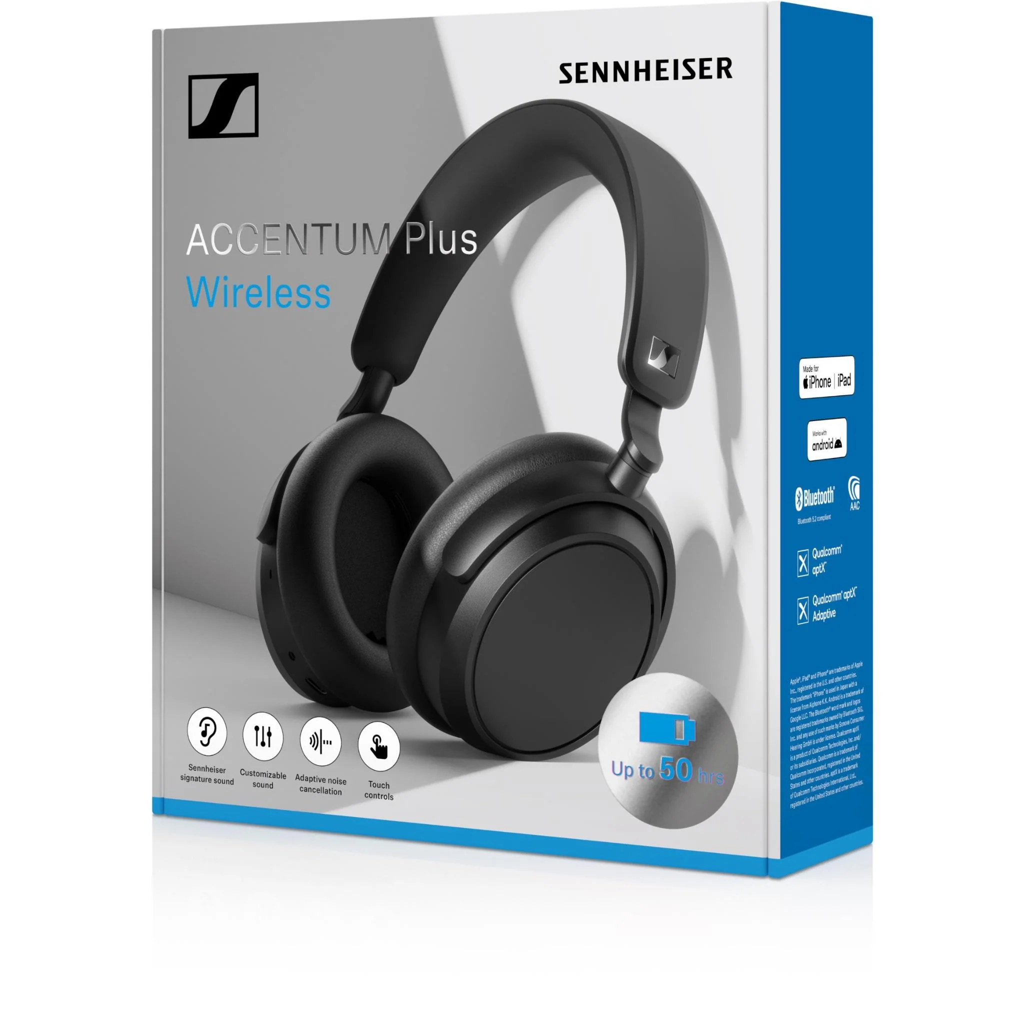Беспроводная Bluetooth-гарнитура Sennheiser Accentum Plus, Чёрная (700176)