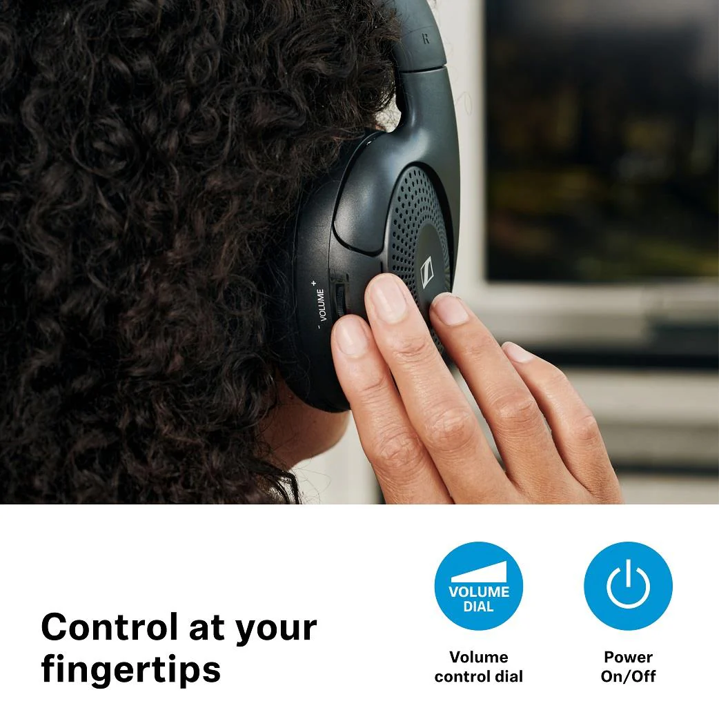 سماعة رأس لاسلكية Sennheiser RS 120 W باللون الأسود (700171)