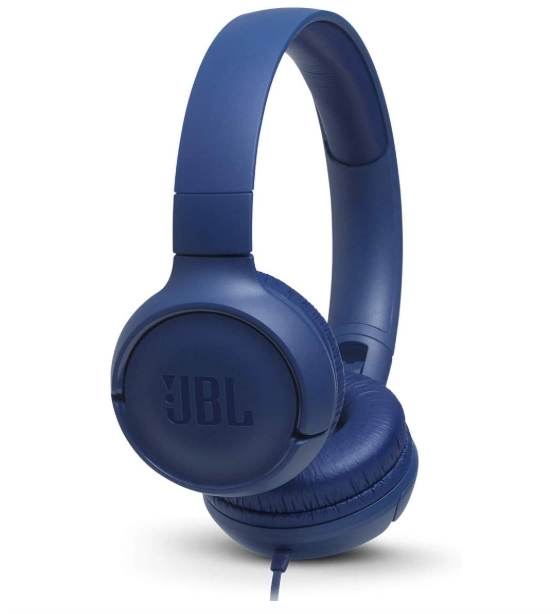 JBL T500 Wired On-Ear Headphones,blue