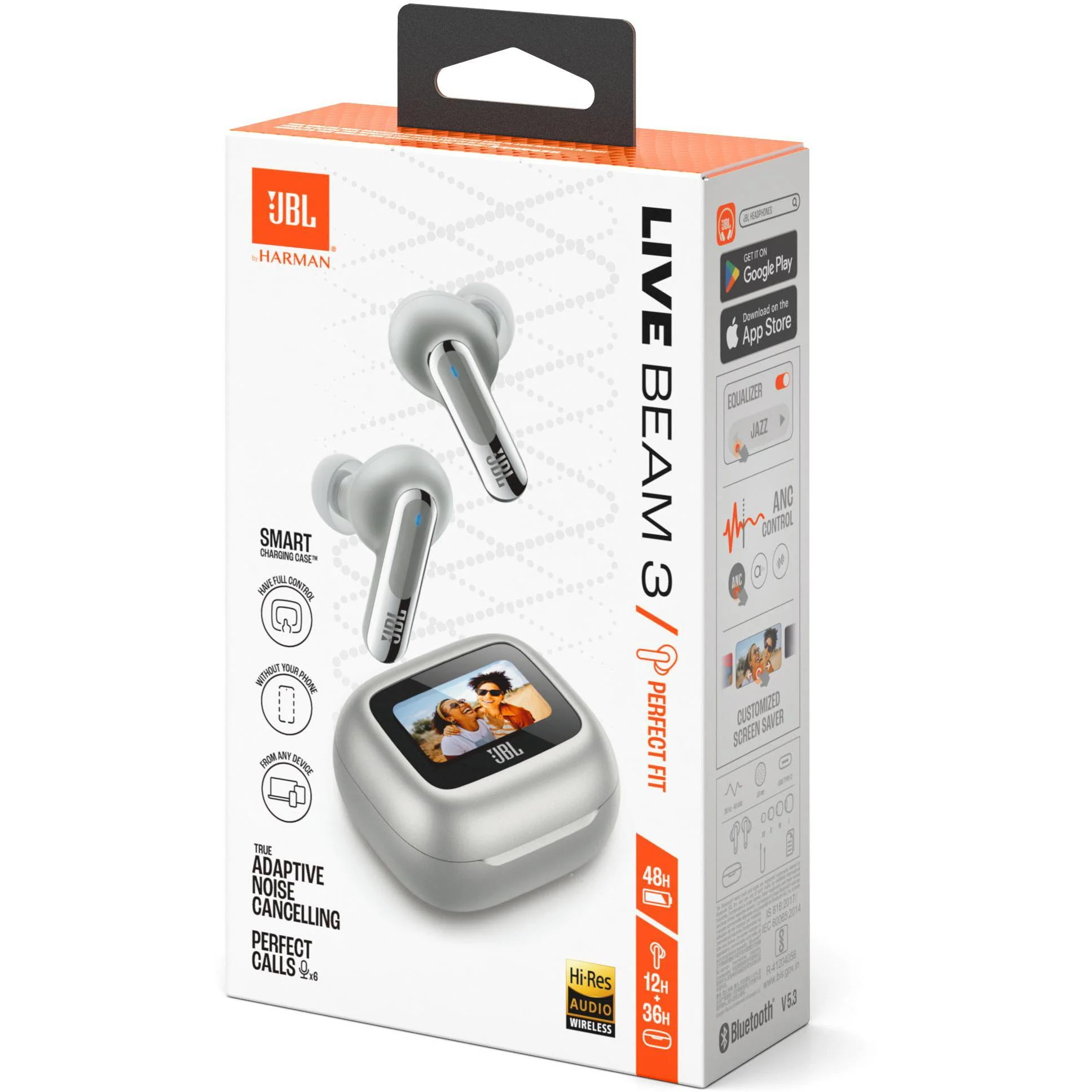 سماعات أذن لاسلكية JBL Live Beam 3 باللون الفضي