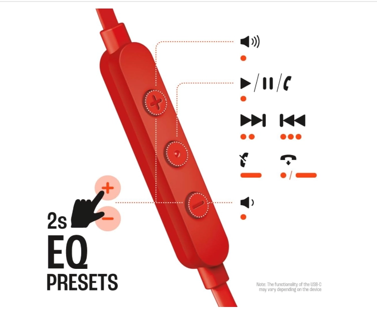 Проводные внутриканальные наушники JBL T305C, Красные