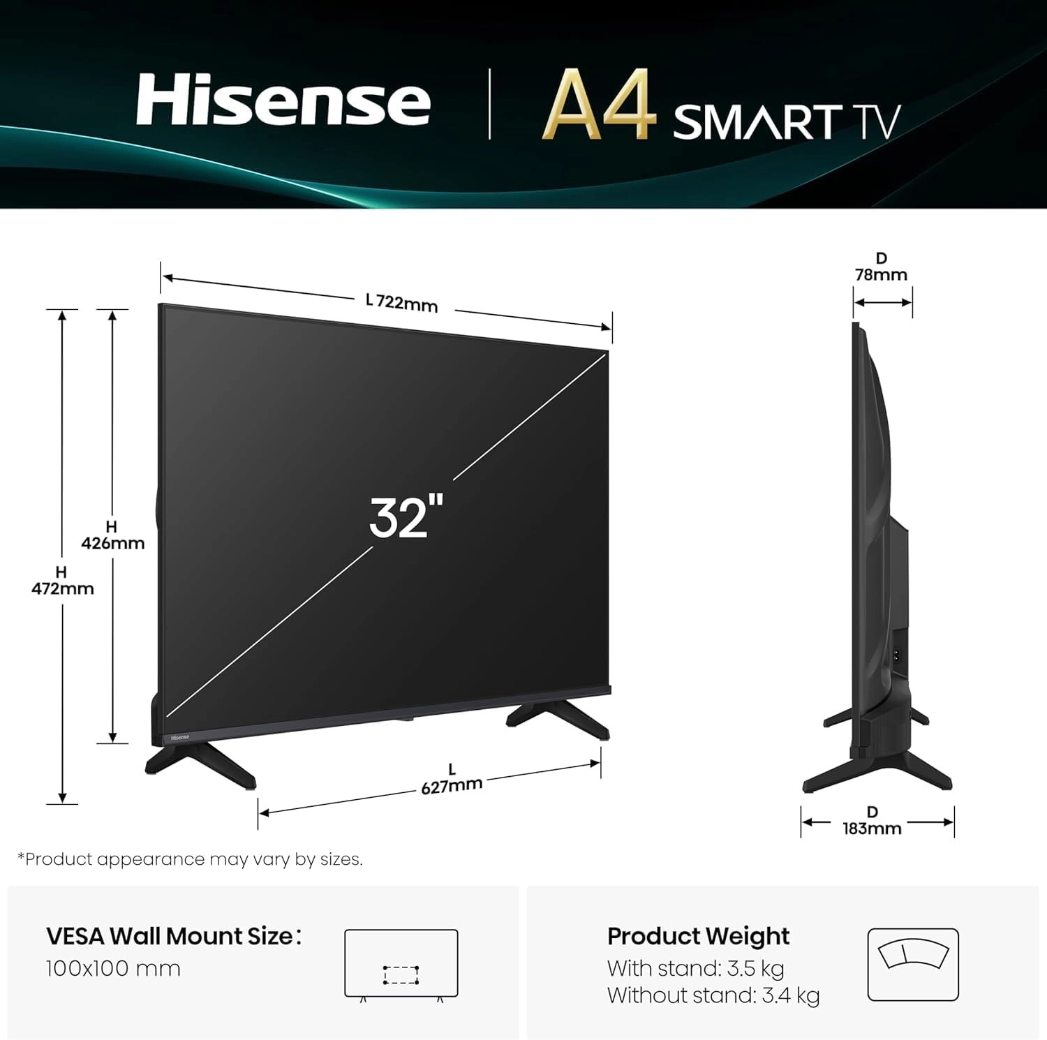 Hisense 32 inch LED VIDAA Smart TV
