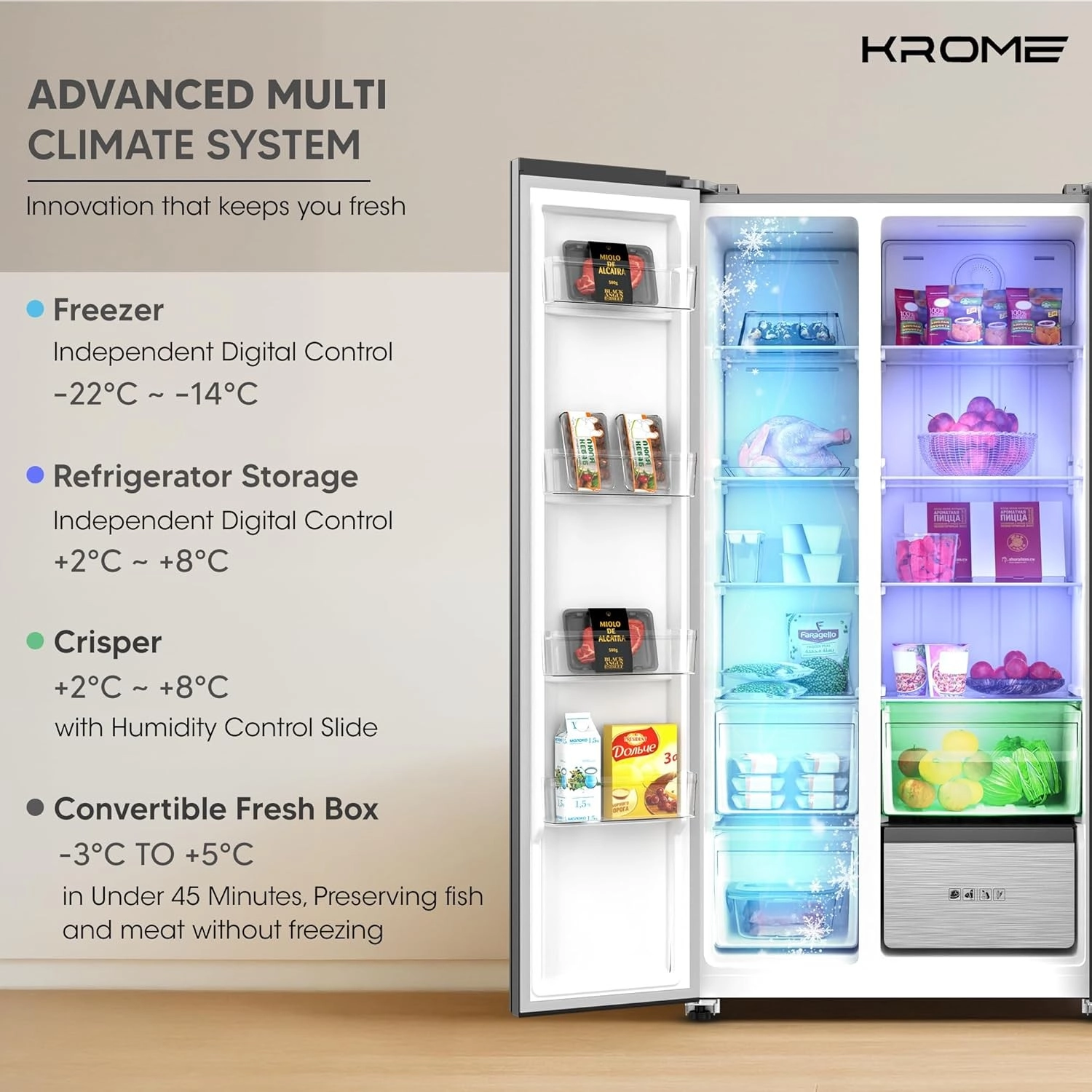 Krome Side-by-Side Refrigerator 820L (KR-SBS820)