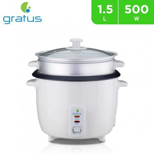 جهاز طهي الأرز Gratus ‏2 في 1 سعة 1.5 لتر مع خاصية الحفاظ على السخونة (GRC15500GBC)