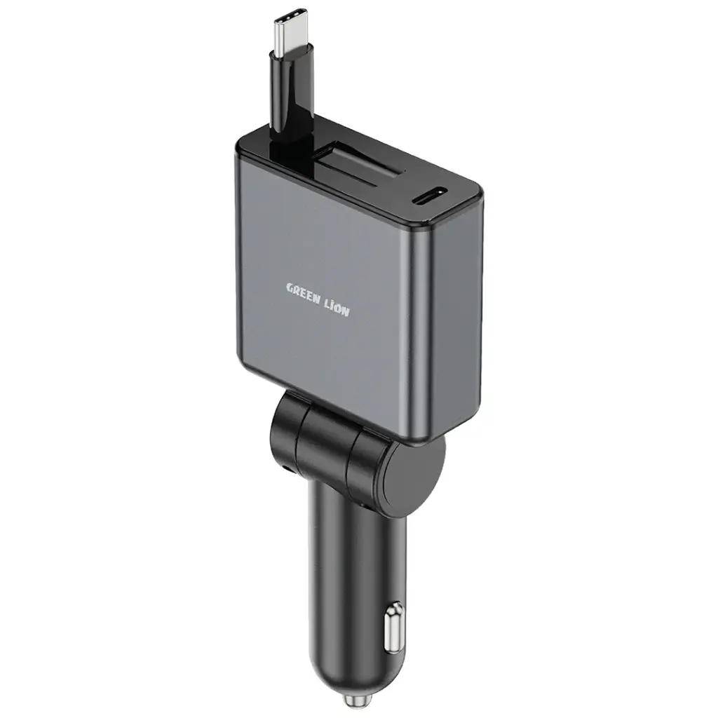 شاحن سيارة Green Lion Retractable 75W PD 45W