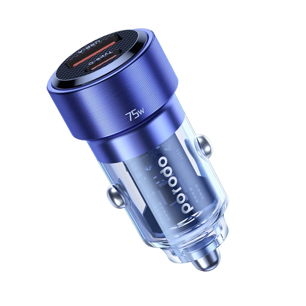 شاحن سيارة شفاف Porodo 75W Aluminum