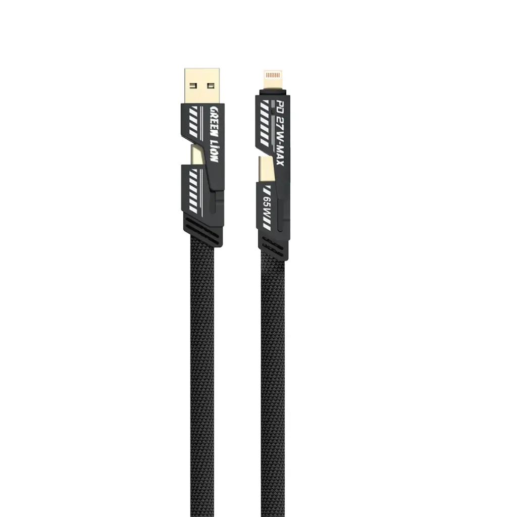 Green Lion 2 in 2 Braided Cable C to C+L and A to C+L 1.2m 65W