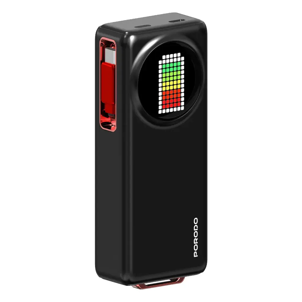 Porodo 10000mAh Animated Display Power Bank with 68cm Retractable Type-C Cable