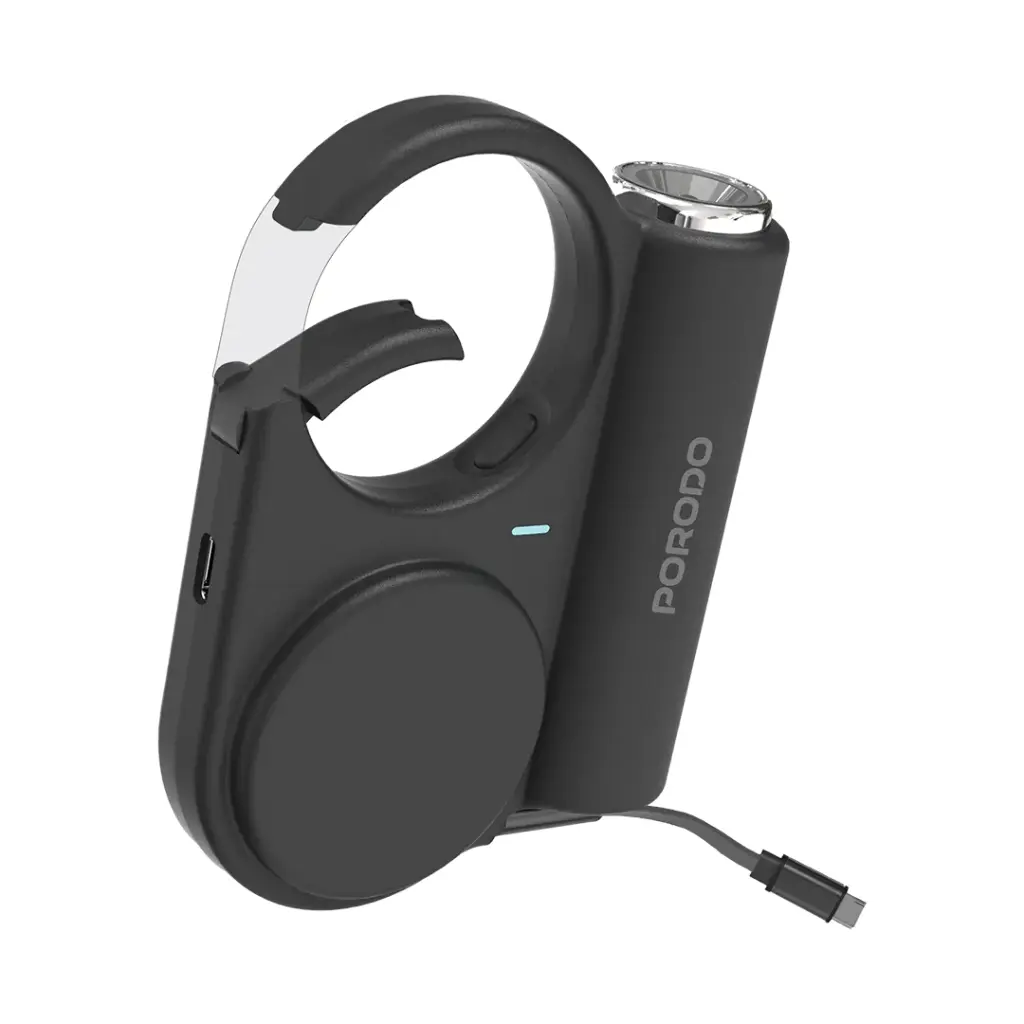 Porodo 5000mAh Outdoor Power Bank with 70cm Retractable Type-C Cable