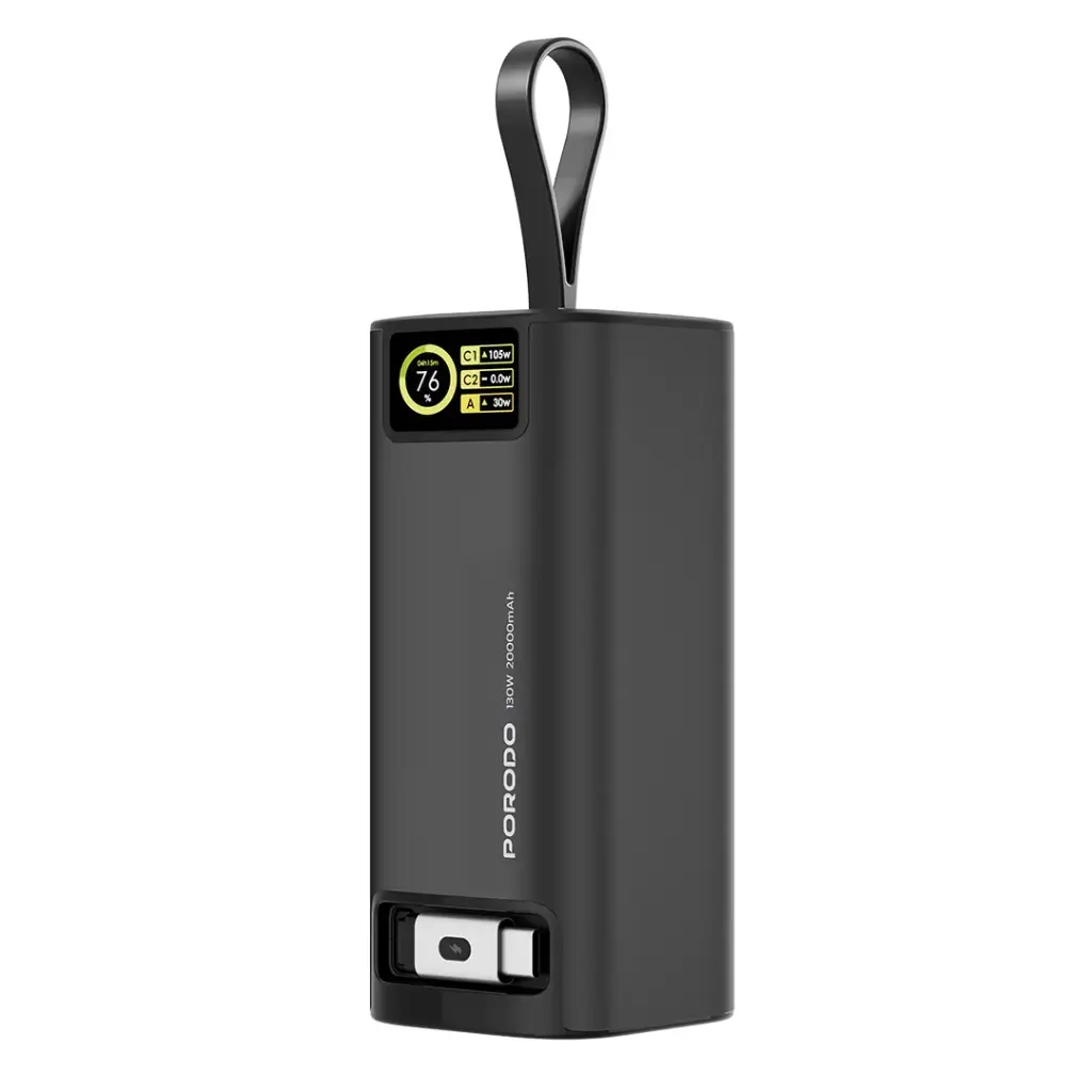 Porodo 20000mAh 130W Power Bank with 1m Retractable Type-C Cable