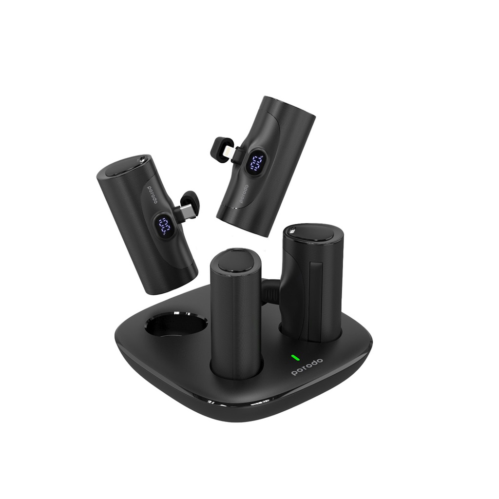 Porodo 5000mAh Lightning & Type-C Power Bank Station with Charging Base