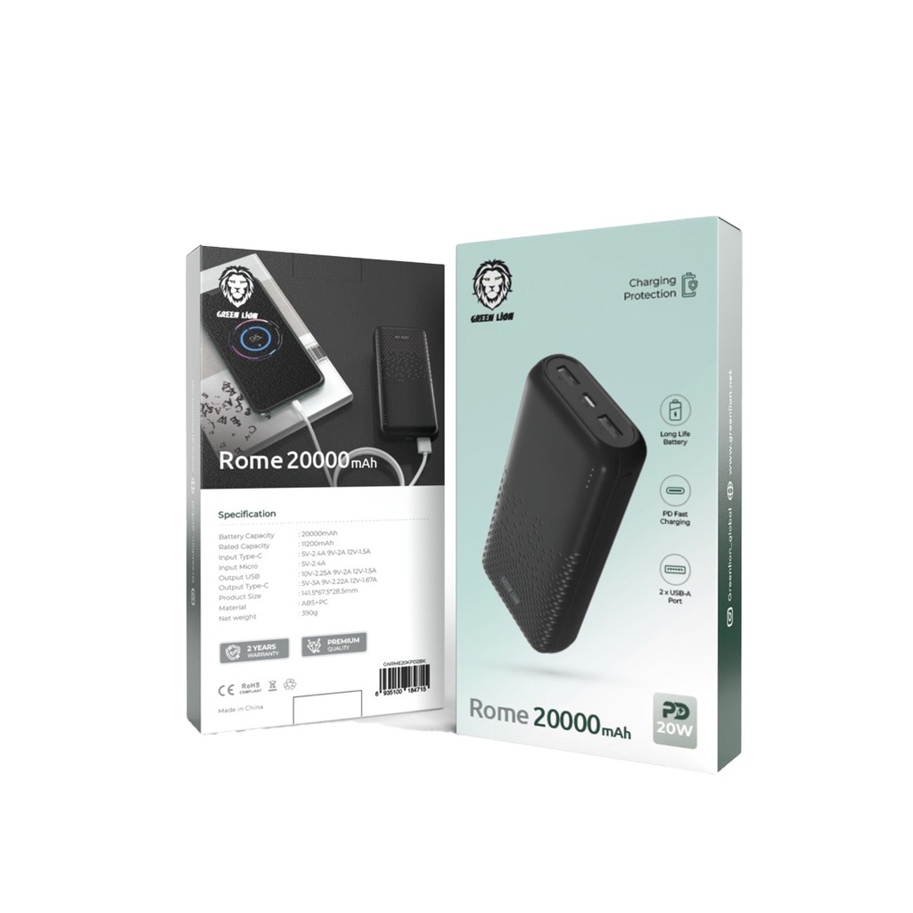 Green Lion Rome Power Bank 20000mAh PD 20W