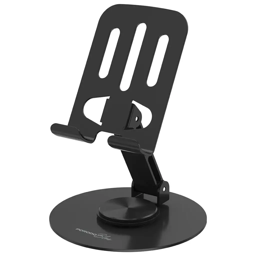 Porodo Blue Desktop Phone Holder 360° Rotating Foldable (PBW02BK)