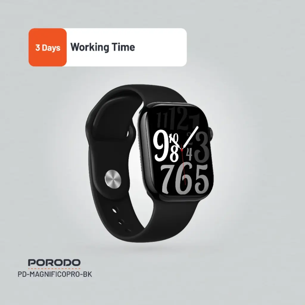 ساعات ذكية Porodo Jet Black Magnifico Pro