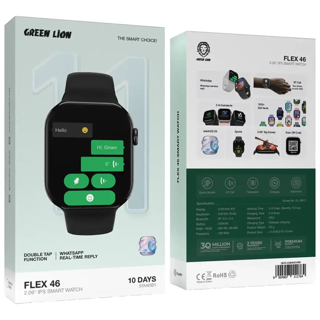 ساعات ذكية Green Lion Flex 46 2.06 Inch IPS Display