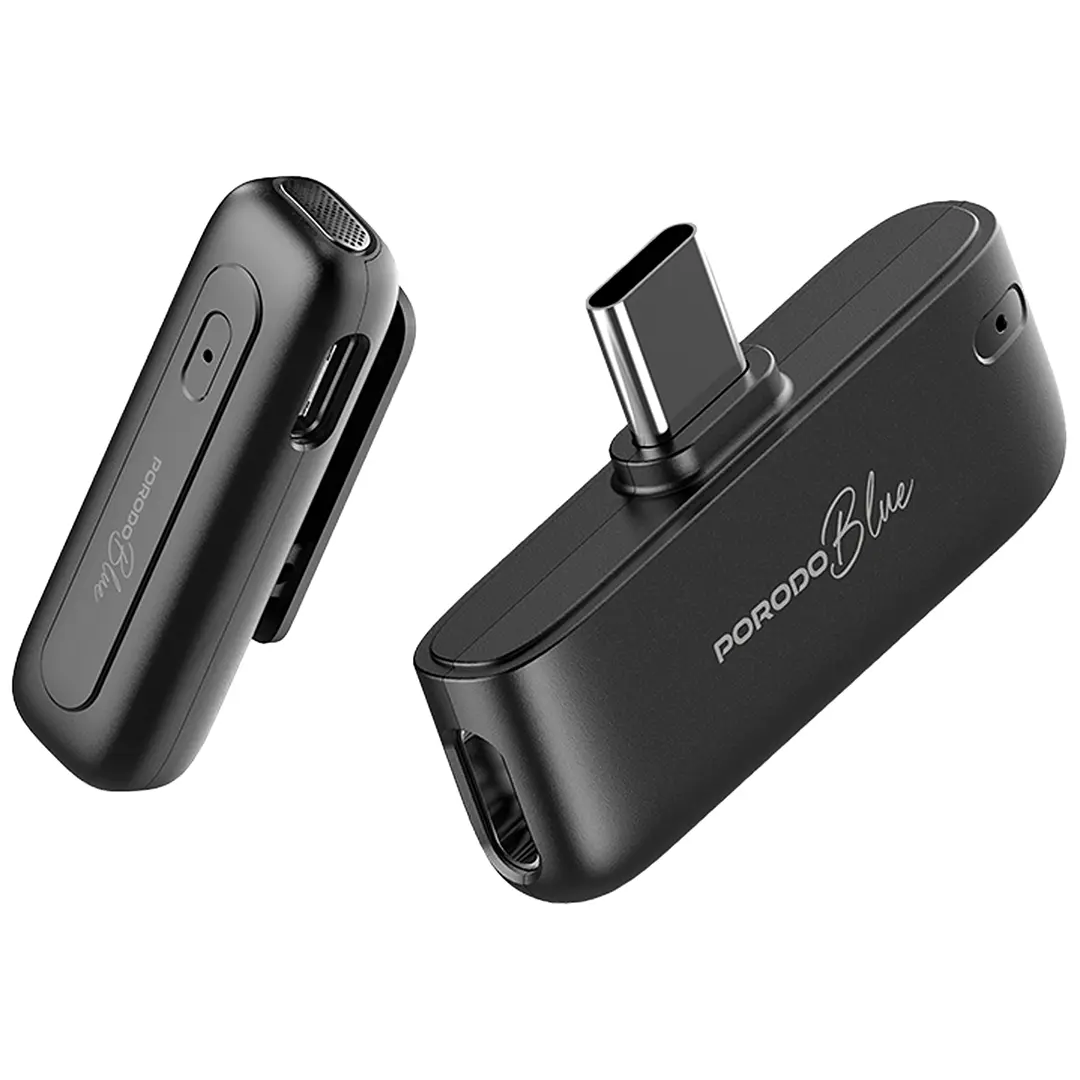 ميكروفون Porodo Blue ClipMic Pro اللاسلكي 2.4GHz (PBMX1CBK)