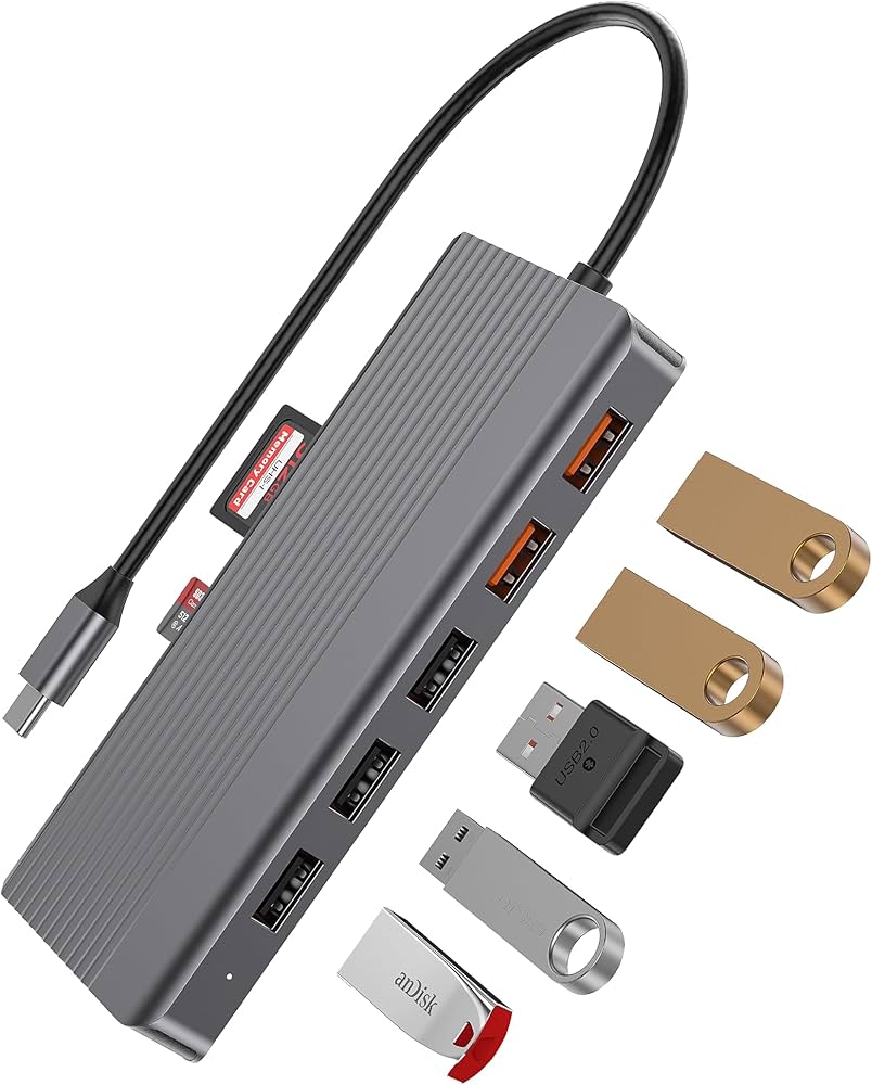 محول Powerology USB-C 12 في 1 مع HDMI وDP 4K وEthernet بسرعة 10Gbps
