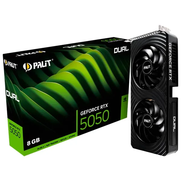 Palit Dual GeForce RTX 5050 بطاقة رسومات 8GB GDDR6 (65050019P1-GB2070D)