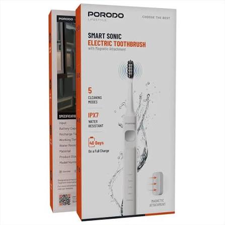Porodo Lifestyle فرشاة أسنان كهربائية ذكية Sonic مع رأس مغناطيسي
